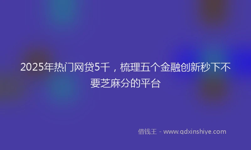 2025年热门网贷5千，梳理五个金融创新秒下不要芝麻分的平台