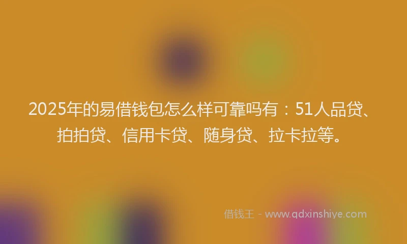 2025年的易借钱包怎么样可靠吗有：51人品贷、拍拍贷、信用卡贷、随身贷、拉卡拉等。