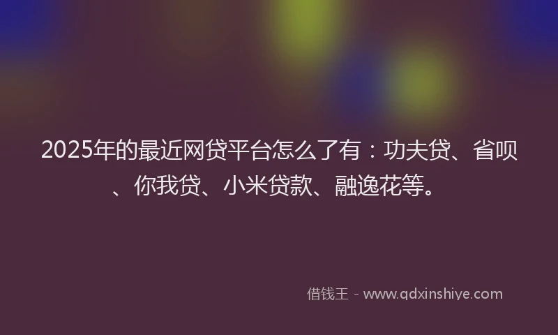 2025年的最近网贷平台怎么了有：功夫贷、省呗、你我贷、小米贷款、融逸花等。