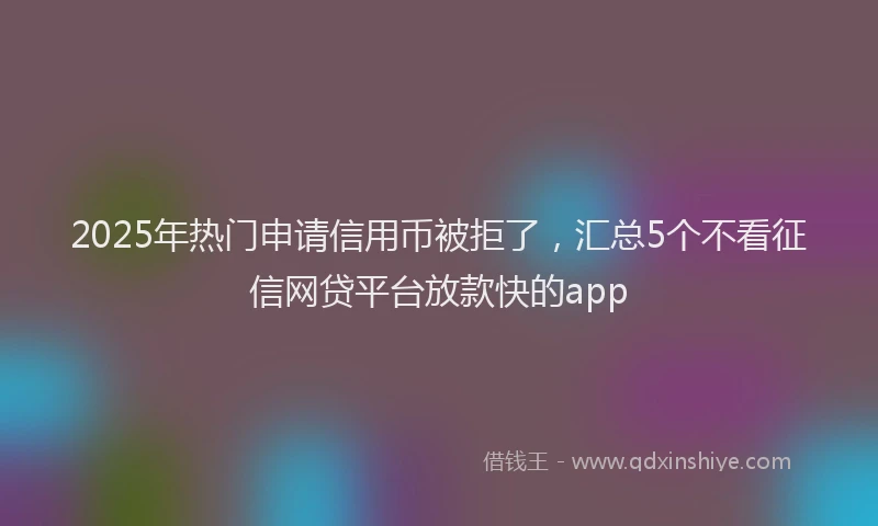 2025年热门申请信用币被拒了，汇总5个不看征信网贷平台放款快的app