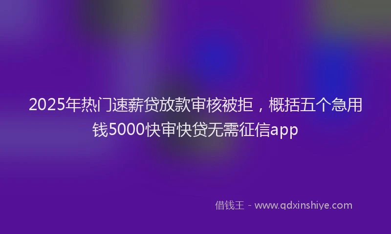 2025年热门速薪贷放款审核被拒，概括五个急用钱5000快审快贷无需征信app