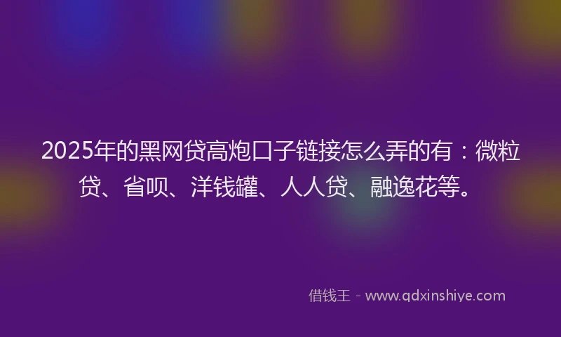 2025年的黑网贷高炮口子链接怎么弄的有：微粒贷、省呗、洋钱罐、人人贷、融逸花等。