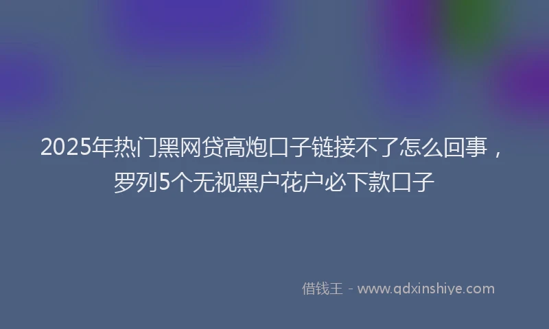 2025年热门黑网贷高炮口子链接不了怎么回事，罗列5个无视黑户花户必下款口子