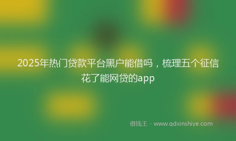 2025年热门贷款平台黑户能借吗，梳理五个征信花了能网贷的app
