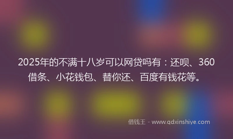 2025年的不满十八岁可以网贷吗有：还呗、360借条、小花钱包、替你还、百度有钱花等。