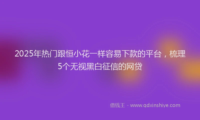 2025年热门跟恒小花一样容易下款的平台，梳理5个无视黑白征信的网贷