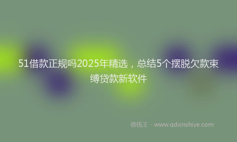 51借款正规吗2025年精选，总结5个摆脱欠款束缚贷款新软件