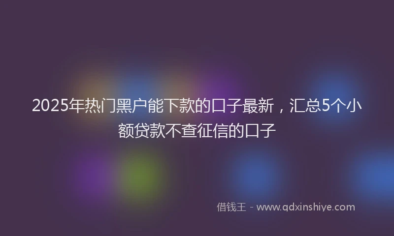 2025年热门黑户能下款的口子最新，汇总5个小额贷款不查征信的口子