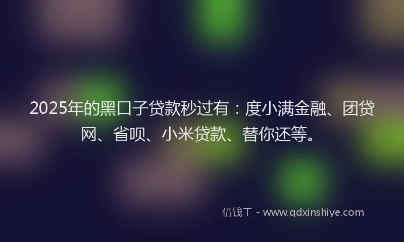 2025年的黑口子贷款秒过有：度小满金融、团贷网、省呗、小米贷款、替你还等。