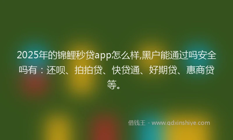 2025年的锦鲤秒贷app怎么样,黑户能通过吗安全吗有：还呗、拍拍贷、快贷通、好期贷、惠商贷等。