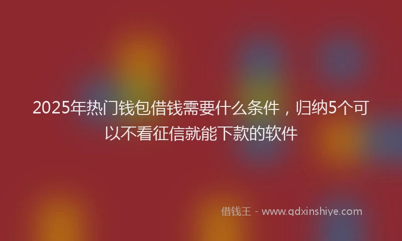 2025年热门钱包借钱需要什么条件，归纳5个可以不看征信就能下款的软件