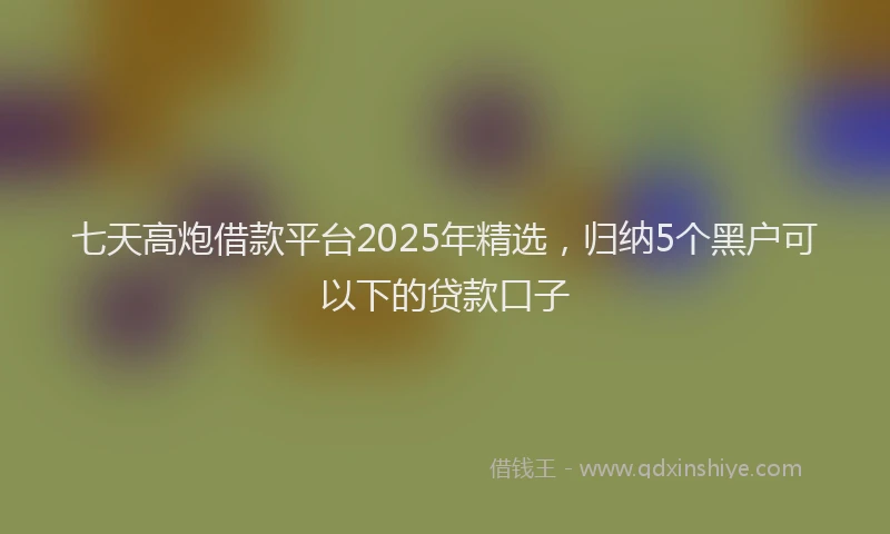 七天高炮借款平台2025年精选，归纳5个黑户可以下的贷款口子