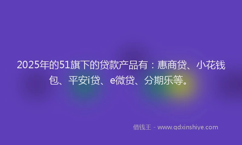 2025年的51旗下的贷款产品有：惠商贷、小花钱包、平安i贷、e微贷、分期乐等。