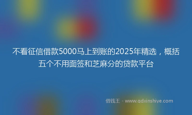 不看征信借款5000马上到账的2025年精选，概括五个不用面签和芝麻分的贷款平台