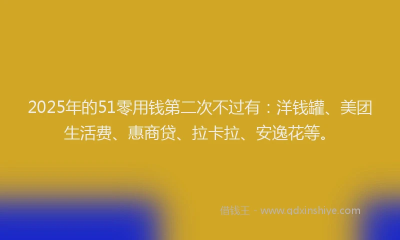 2025年的51零用钱第二次不过有：洋钱罐、美团生活费、惠商贷、拉卡拉、安逸花等。