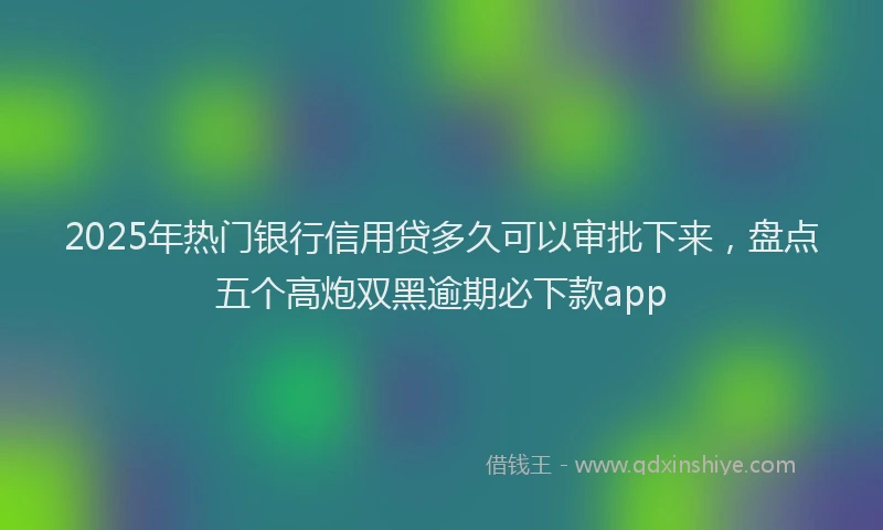 2025年热门银行信用贷多久可以审批下来，盘点五个高炮双黑逾期必下款app