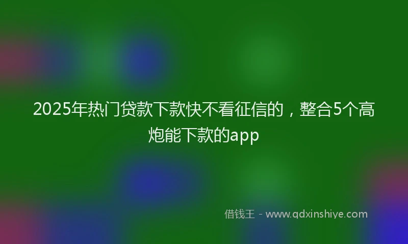 2025年热门贷款下款快不看征信的，整合5个高炮能下款的app