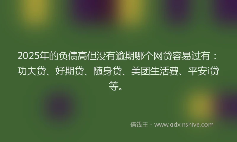 2025年的负债高但没有逾期哪个网贷容易过有：功夫贷、好期贷、随身贷、美团生活费、平安i贷等。