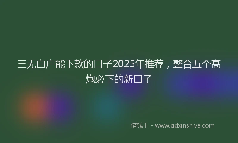 三无白户能下款的口子2025年推荐，整合五个高炮必下的新口子