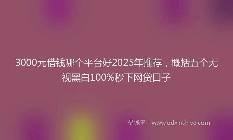 3000元借钱哪个平台好2025年推荐，概括五个无视黑白100%秒下网贷口子
