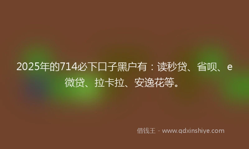 2025年的714必下口子黑户有：读秒贷、省呗、e微贷、拉卡拉、安逸花等。