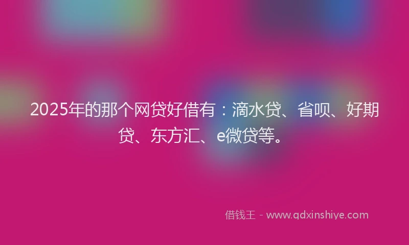 2025年的那个网贷好借有：滴水贷、省呗、好期贷、东方汇、e微贷等。
