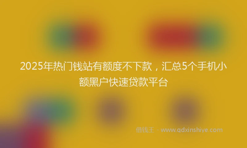 2025年热门钱站有额度不下款，汇总5个手机小额黑户快速贷款平台