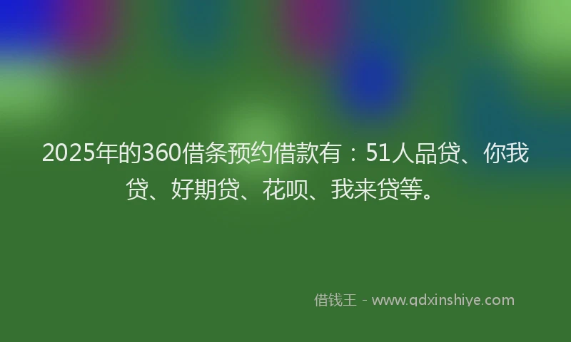2025年的360借条预约借款有：51人品贷、你我贷、好期贷、花呗、我来贷等。