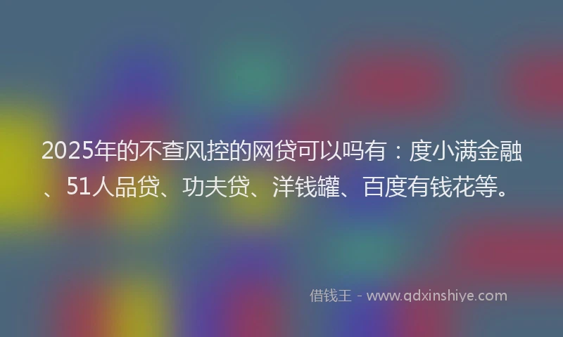 2025年的不查风控的网贷可以吗有：度小满金融、51人品贷、功夫贷、洋钱罐、百度有钱花等。