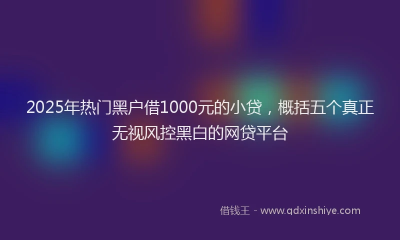 2025年热门黑户借1000元的小贷，概括五个真正无视风控黑白的网贷平台