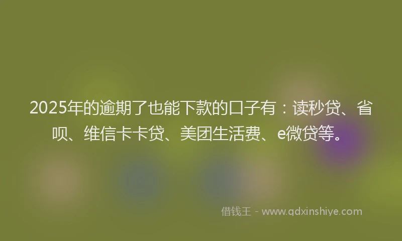 2025年的逾期了也能下款的口子有：读秒贷、省呗、维信卡卡贷、美团生活费、e微贷等。