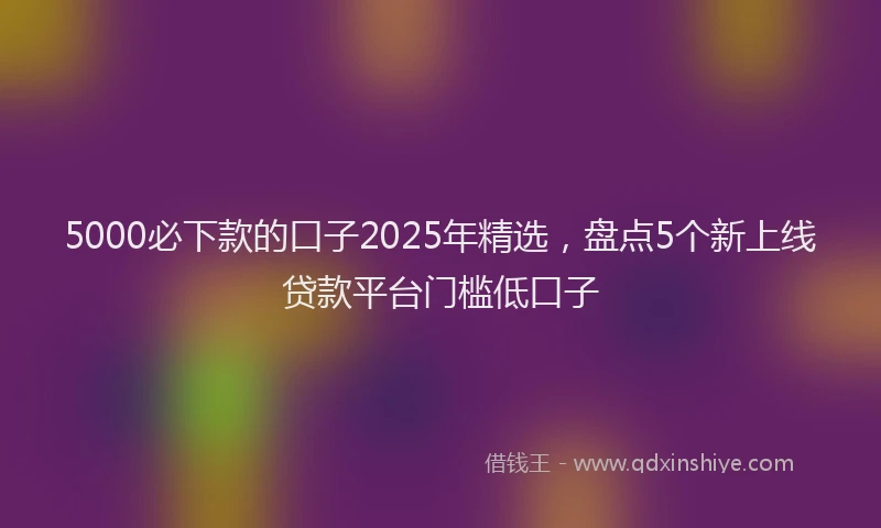 5000必下款的口子2025年精选，盘点5个新上线贷款平台门槛低口子