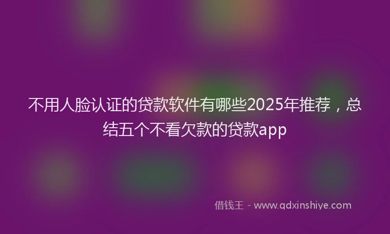 不用人脸认证的贷款软件有哪些2025年推荐，总结五个不看欠款的贷款app