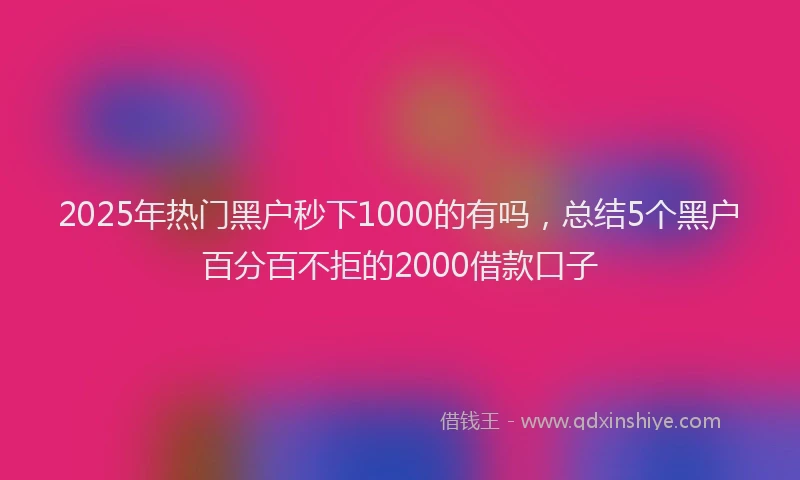 2025年热门黑户秒下1000的有吗，总结5个黑户百分百不拒的2000借款口子