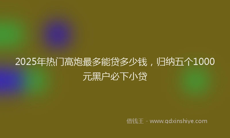 2025年热门高炮最多能贷多少钱，归纳五个1000元黑户必下小贷