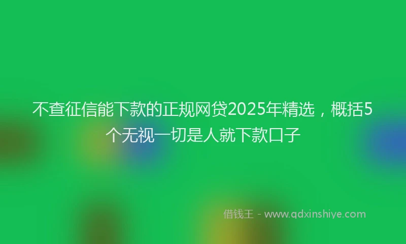 不查征信能下款的正规网贷2025年精选，概括5个无视一切是人就下款口子