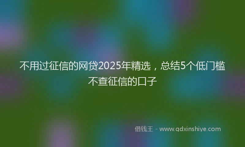 不用过征信的网贷2025年精选，总结5个低门槛不查征信的口子