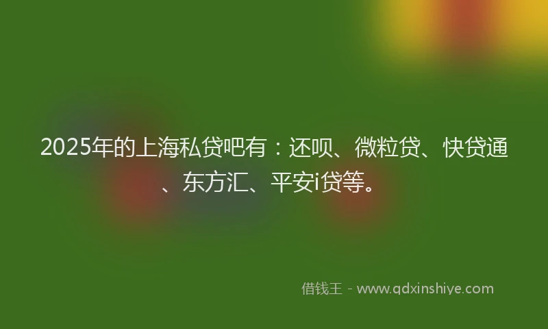 2025年的上海私贷吧有：还呗、微粒贷、快贷通、东方汇、平安i贷等。