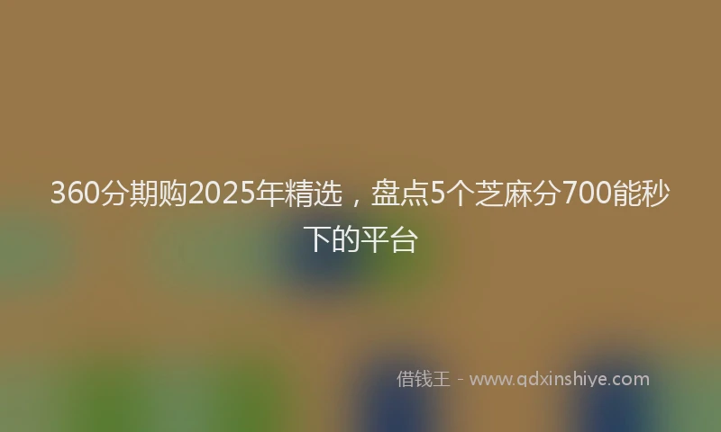 360分期购2025年精选，盘点5个芝麻分700能秒下的平台