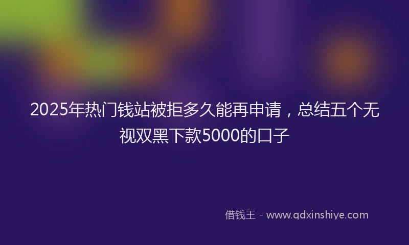 2025年热门钱站被拒多久能再申请，总结五个无视双黑下款5000的口子