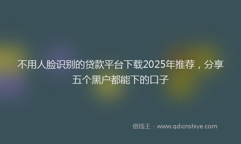 不用人脸识别的贷款平台下载2025年推荐，分享五个黑户都能下的口子