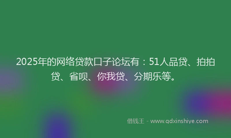 2025年的网络贷款口子论坛有：51人品贷、拍拍贷、省呗、你我贷、分期乐等。