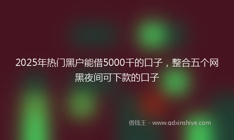2025年热门黑户能借5000千的口子，整合五个网黑夜间可下款的口子