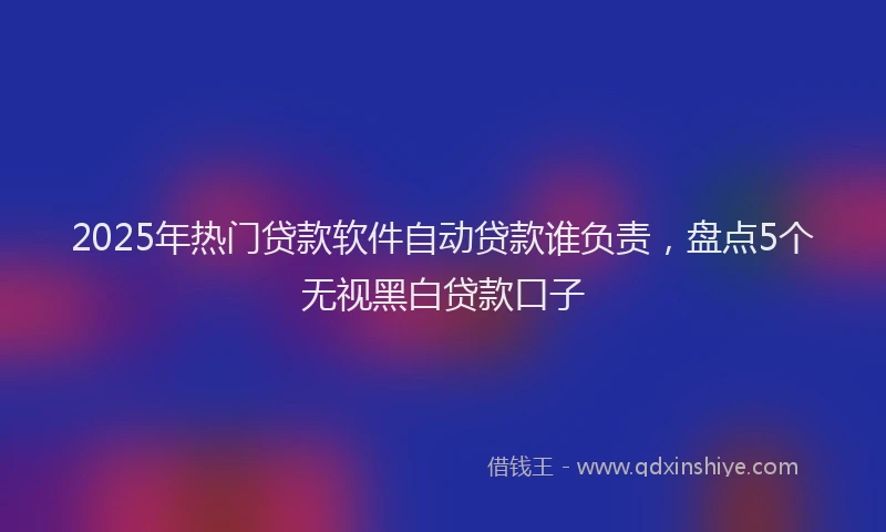 2025年热门贷款软件自动贷款谁负责，盘点5个无视黑白贷款口子