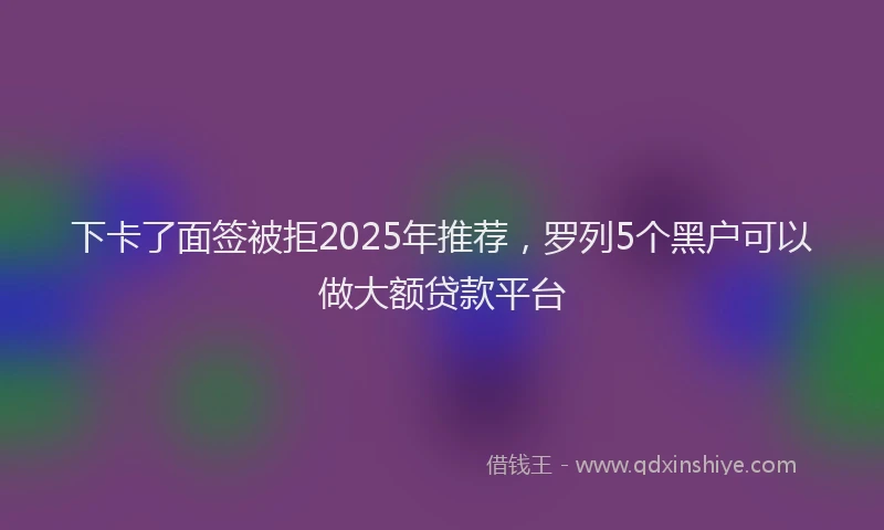 下卡了面签被拒2025年推荐，罗列5个黑户可以做大额贷款平台