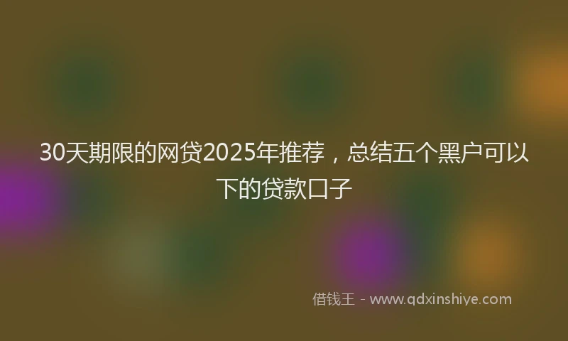 30天期限的网贷2025年推荐，总结五个黑户可以下的贷款口子