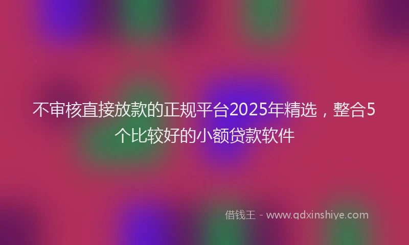 不审核直接放款的正规平台2025年精选，整合5个比较好的小额贷款软件