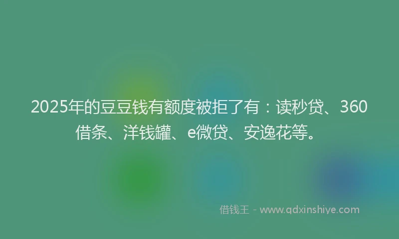 2025年的豆豆钱有额度被拒了有：读秒贷、360借条、洋钱罐、e微贷、安逸花等。
