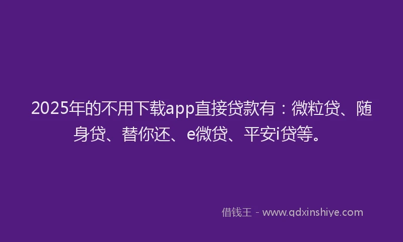 2025年的不用下载app直接贷款有：微粒贷、随身贷、替你还、e微贷、平安i贷等。