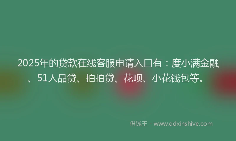 2025年的贷款在线客服申请入口有：度小满金融、51人品贷、拍拍贷、花呗、小花钱包等。